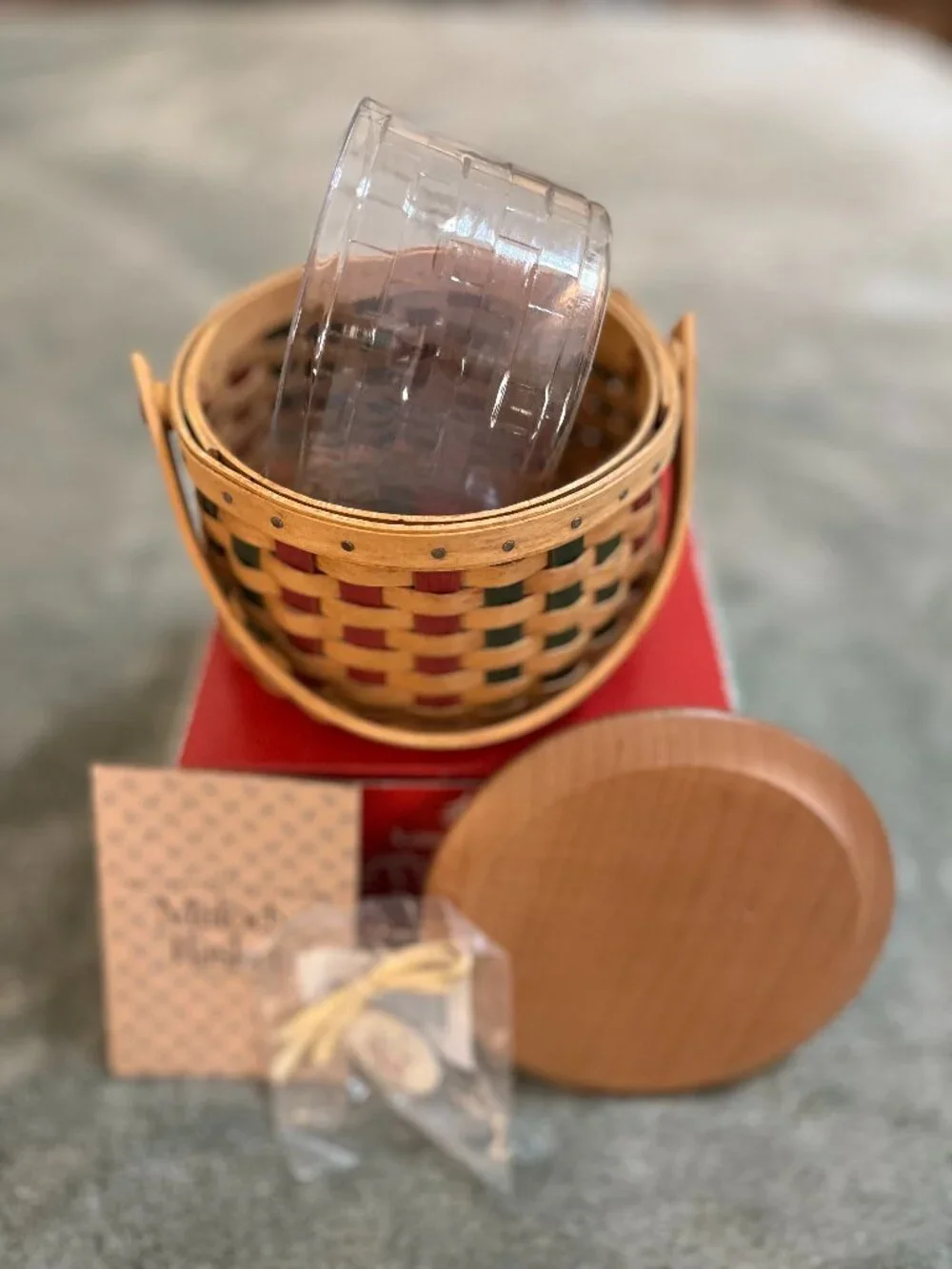 Longaberger 2003 Tree Trimming Melody Basket #10452 Lid Tie-On Protector w/box